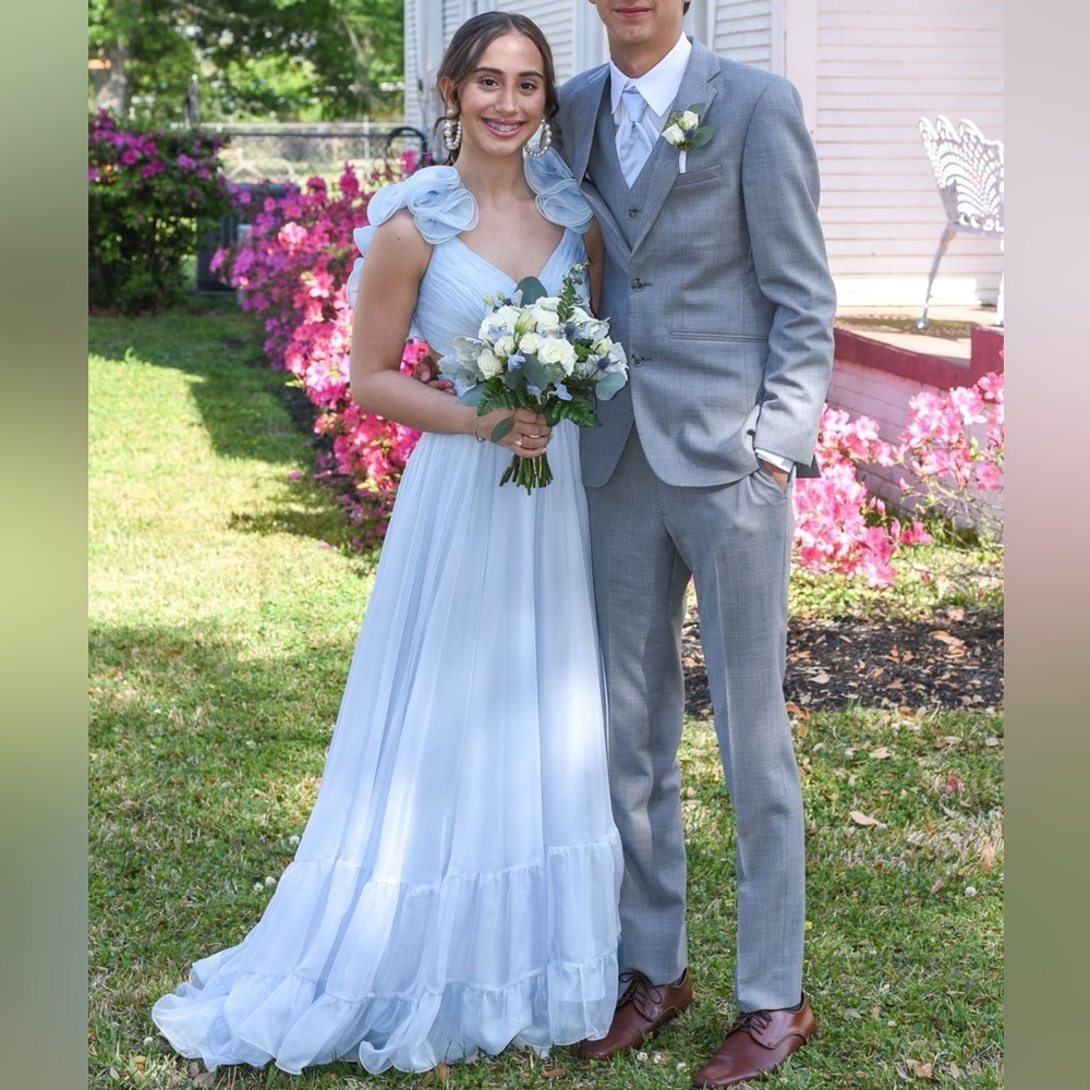 Mac Duggal Light Blue Ruffle Dress - Picture 3 of 3